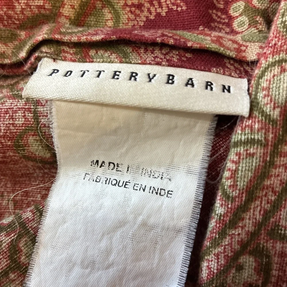 Pottery Barn Marcelle Paisley Floral Cotton linen Standard Pillow Sham Red Sage